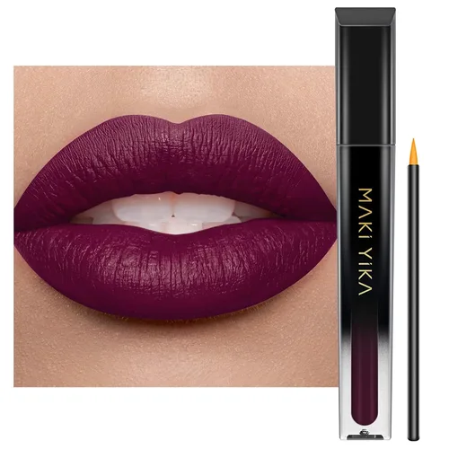 Vista 56 de MAKI YIKA Juego de 3 lápices labiales líquidos mate, color negro y rojo Negro/Rojo Oscuro/Desnudo