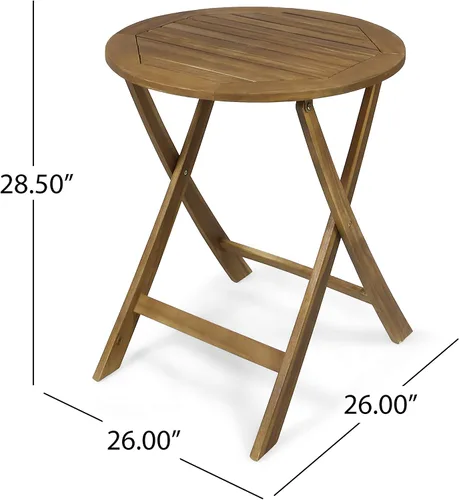 Vista 9 de GDFStudio Juego de bistró plegable de mimbre de madera de acacia al aire libre con sillas y mesa, acabado de teca y marrón
