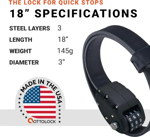 Vista 6 de OTTOLOCK Cinch Lock - Candado de Bicicleta Compacto y Ligero con Combinación Antirrobo, Ideal para Paradas Rápidas, Accesorios para Bicicleta, Negro