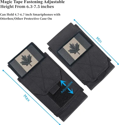 Vista 5 de Funda táctica negra Molle impermeable para teléfono celular, funda resistente para iPhone 11, 12, 13 Pro Max, menos de 6.7 pulgadas