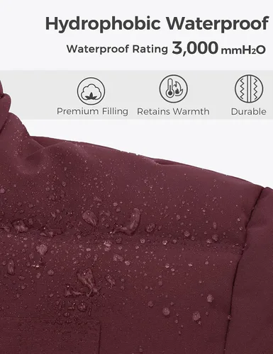 Vista 5 de Wantdo Abrigo de invierno cálido con capucha para mujer, chaqueta acolchada gruesa con capucha extraíble
