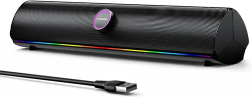 Vista 10 de Altavoces de computadora para PC de escritorio, barra de sonido de computadora Bluetooth, barra de sonido inalámbrica para PC, refuerzo de graves