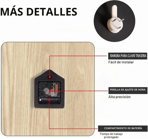 Vista 3 de ArtSocket Reloj de pared cuadrado silencioso sin tictac 12" abstracto Madera 4