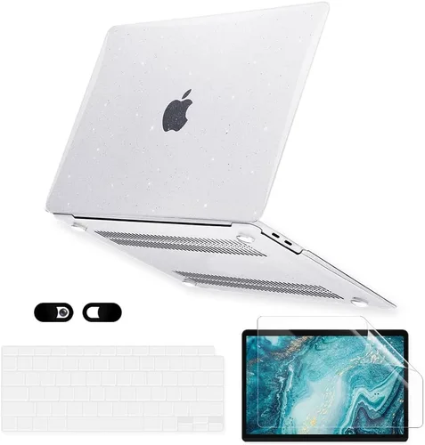 Vista 8 de Funda para MacBook Air de 13 pulgadas A1466 A1369 versión 2010-2017, 5 en 1 carcasa rígida de plástico, funda para teclado, protector de pantalla