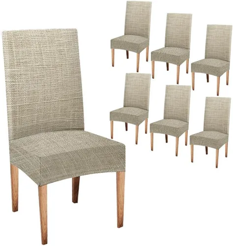 Vista 23 de TOMWISH Juego de 2 fundas para sillas de comedor, color turquesa y gris, fundas elásticas para sillas Parsons, de elastano, lavables, protectores