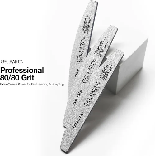 Vista 25 de GELPARTY - Limas de uñas profesionales de grano 80/80 cuadradas, paquete de 12 tablas de esmeril lavables de doble cara, grano extra grueso