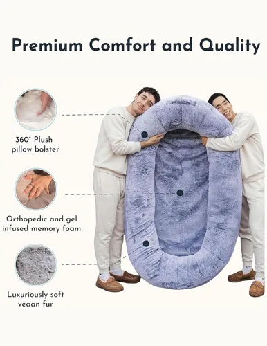 Vista 6 de Plufl, La Cama Humana Original para Perros para Adultos, Niños y Mascotas. Como se vio en Shark Tank. Cómoda Bolsa de Frijoles Grande de Felpa