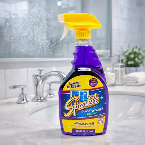 Vista 5 de Sparkle Botella de repuesto para limpiador de vidrio, fórmula original sin amoníaco, limpiador de vidrio resistente, sin dejar rayas, botella