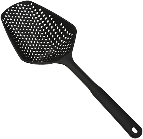Vista 13 de SEIWEI Cuchara coladora grande, colador de herramientas de mango largo, cuchara de drenaje, colador de pasta resistente al calor, cocina para Azul