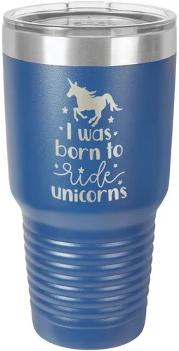 Vista 11 de I Was BORN TO RIDE UNICORNS Grabado vaso de 325 ml, grabado con láser, taza de viaje de acero con recubrimiento en polvo, libre de BPA, con camello