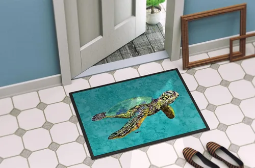 Vista 4 de Caroline's Treasures 8659MAT - Felpudo de tortuga de 18 x 27 pulgadas, para interiores y exteriores, para entrada, antideslizante, lavable, pelo