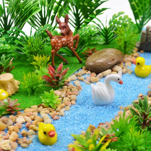 Vista 8 de 110pcs Modelo Plantas Miniatura Juguete Árboles Tren Paisaje Hada Jardín Árboles Diorama Árboles Modelo Paisaje Ferrocarril Parque Jardín Escena
