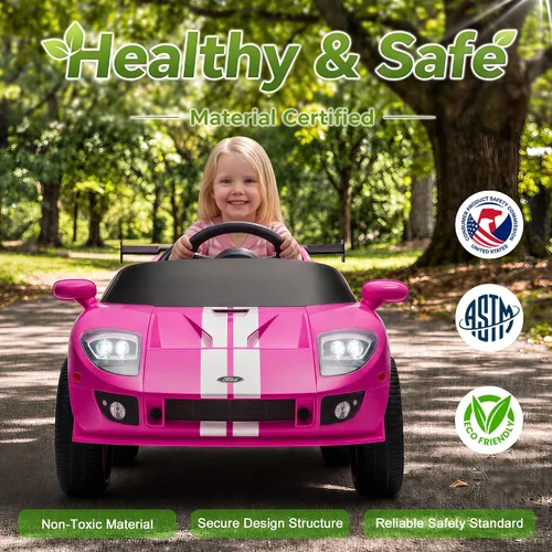 Vista 7 de Coche eléctrico de 12 V para niños, rosa, regalos de cumpleaños de YOHOPO 1-Rosa