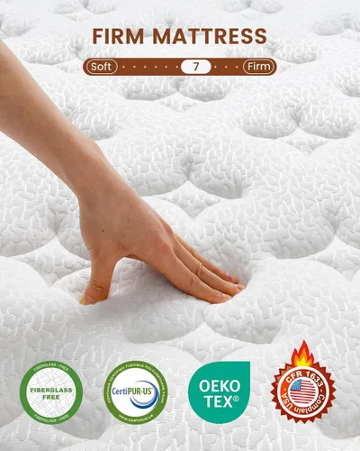 Vista 4 de BedStory Colchón tamaño matrimonial firme - Colchón híbrido de 12 pulgadas con soporte ortopédico para la columna vertebral - Muelles de bolsillo