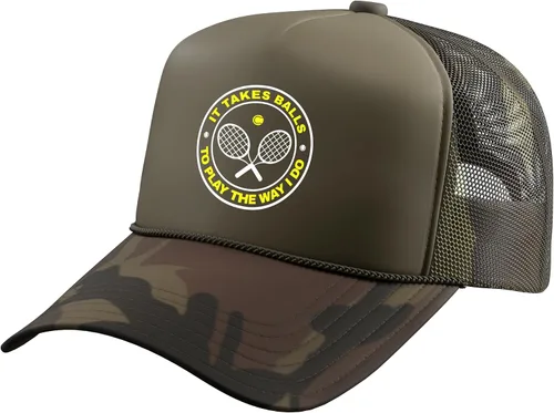 Vista 6 de Tennis - It Takes Balls to Play The Way I Do Trucker Hat with Adjustable Mesh Back