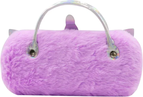 Vista 5 de BOLLEY JOSS Estuche para lentes de sol para niñas y niños con asa, lindo unicornio para gafas de sol, teñido anudado, felpa esponjosa, carcasa