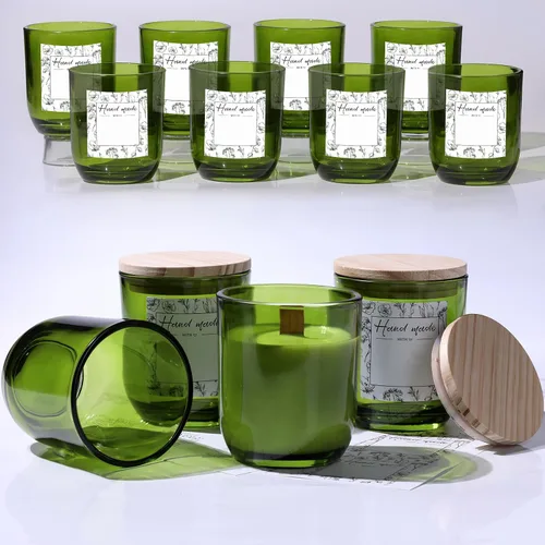 Vista 15 de LETINE 12 tarros de vela de vidrio ámbar de 8 onzas con tapas, kit de fabricación de velas de primera calidad, recipientes herméticos con tapas