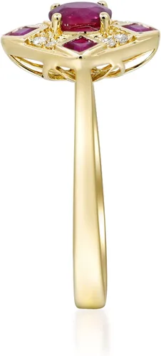 Vista 5 de Gin & Grace Anillo de rubí genuino Mozambique de oro amarillo de 10 quilates con diamantes para mujer Joyas hechas a mano con forma de rubí