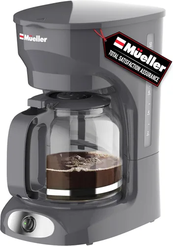 Vista 10 de Mueller - Cafetera de goteo de 12 tazas, jarra de borosilicato, apagado automático, filtro reutilizable, antigoteo, función de mantener el calor