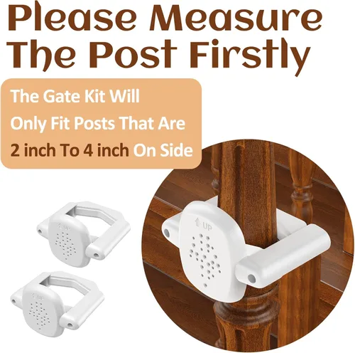 Vista 2 de Adaptador de barandilla para puerta de bebé: 2 piezas, kit de montaje de poste de escalera para bebé, puertas de bebé para escaleras, adaptador