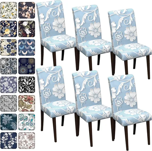 Vista 32 de Fundas para sillas de comedor CoSofSLIP, juego de 2, fundas estampadas elásticas antideslizantes, fundas extraíbles y lavables para sillas