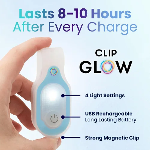 Vista 4 de Clipglow - Luz de enfermería con clip, luz de turno de noche de enfermería, brillante, ligera, magnética, portátil, linterna recargable por USB