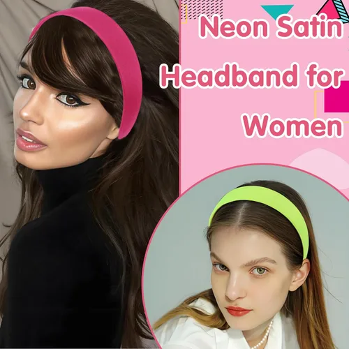 Vista 2 de 4 diademas de neón, accesorios antideslizantes para el cabello para fiestas brillantes, estilo retro de los años 8090, trajes de festival