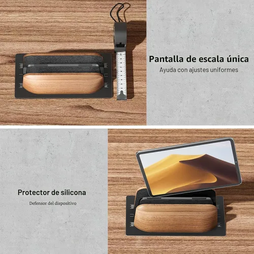 Vista 6 de UPERGO Soporte vertical para laptop, soporte vertical de madera de doble ranura para escritorio, base ajustable de ancho para MacBook Pro y otras