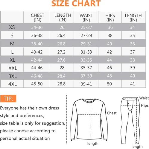 Vista 3 de SIMIYA Thermal Underwear Set for Men Long Johns with Fleece Lined