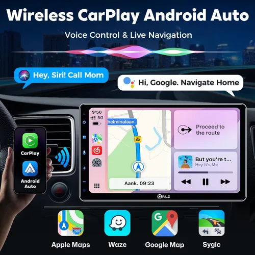 Vista 3 de PLZ Estéreo de radio de coche de un solo DIN con Apple Carplay Android Auto de 10.1 pulgadas, Bluetooth 5.3, cámara de respaldo, 240 W, 2