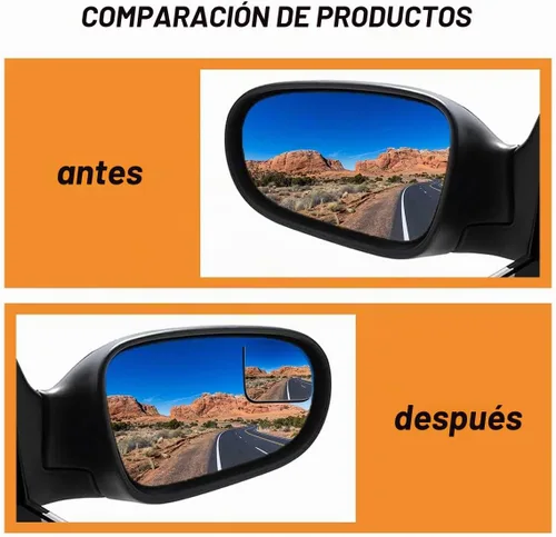 Vista 4 de 2 piezas Espejo retrovisor automotriz, espejo para punto ciego, espejos ajustables HD sectoriales, espejos convexos de gran ángulo sin marco
