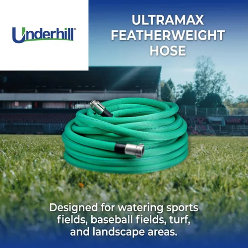 Vista 2 de Underhill UltraMax - Manguera de agua ligera para jardín de 50 pies, antitorceduras, 300 psi WP, 1200 psi BP, H10-050FW, 1 pulgada x 50 pies NPSH