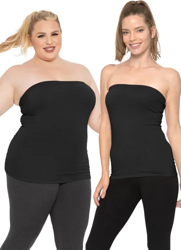 Vista 2 de La elasticidad es comodidad - Camiseta entallada de algodón sin tirantes para mujer