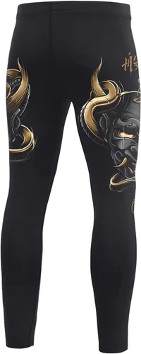 Vista 3 de O2TEE Máscara Samurai Grappling Spats Leggings de compresión Pant- Running, BJJ, MMA, Muay Thai BR