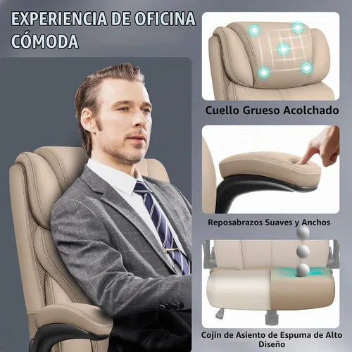 Vista 7 de Silla de oficina HeroSet, sillas de escritorio de computadora ergonómicas grandes y altas, silla ejecutiva de cuero transpirable con respaldo alto