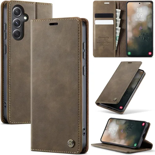 Vista 101 de Funda tipo cartera para Samsung Galaxy Z Fold 7 de piel con tarjetero y función atril, cierre magnético, bloqueo RFID, TPU a prueba de golpes, Negro