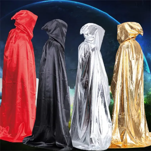 Vista 9 de Capa larga de terciopelo con capucha para Halloween Navidad cosplay disfraz de adulto