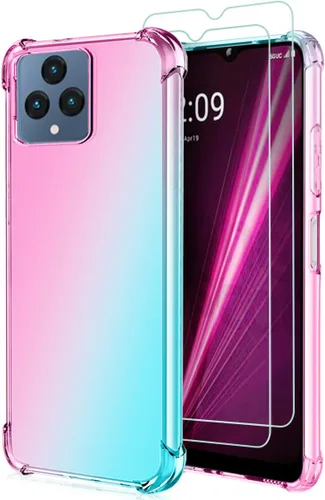 Vista 8 de Osophter Funda para T-Mobile Revvl 6 5G transparente con 2 piezas protector de pantalla esquinas reforzadas TPU absorción de golpes flexible