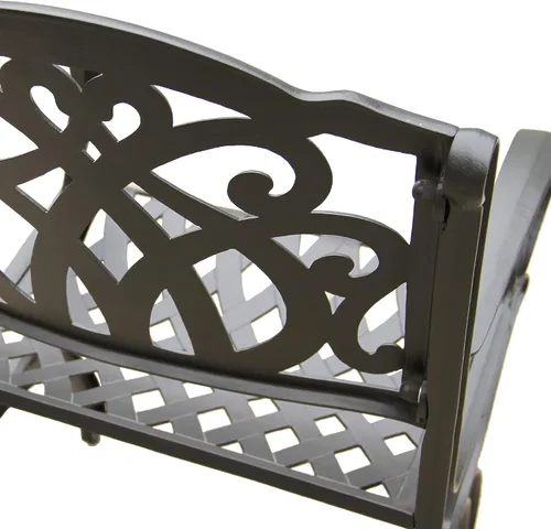 Vista 3 de Silla de comedor de patio negra de aluminio fundido tradicional al aire libre ornamentada