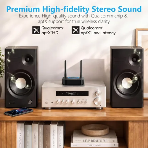 Vista 2 de [Actualizado] 1Mii B06Pro Receptor Bluetooth de largo alcance, adaptador de audio inalámbrico HiFi, receptor Bluetooth 5.3 con envolvente 3D aptX HD