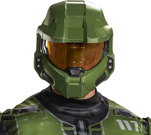 Vista 3 de Disfraz de Halo Master Chief, disfraz oficial de Halo Infinite para adultos, overol muscular y casco