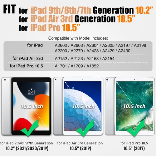 Vista 8 de SEYMAC stock Funda para iPad de 9ª/8ª/7ª generación de 10.2 pulgadas (2019-2021), resistente a prueba de golpes con protector de pantalla, soporte