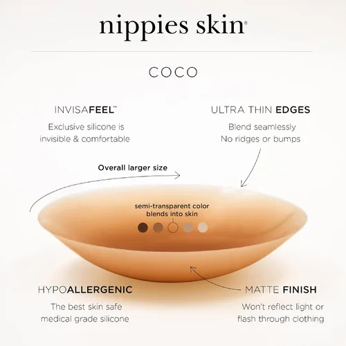 Vista 4 de Nippies Cubiertas para pezones de brasier no adhesivo para mujer, insertos reutilizables de silicona que no se ven con caja de viaje