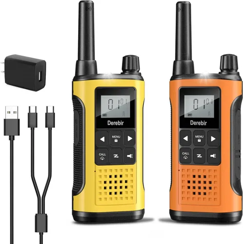 Vista 11 de Rechargeable Walkie Talkies for Adults Long Range-4 Pack Black & Blue & Orange & Yellow