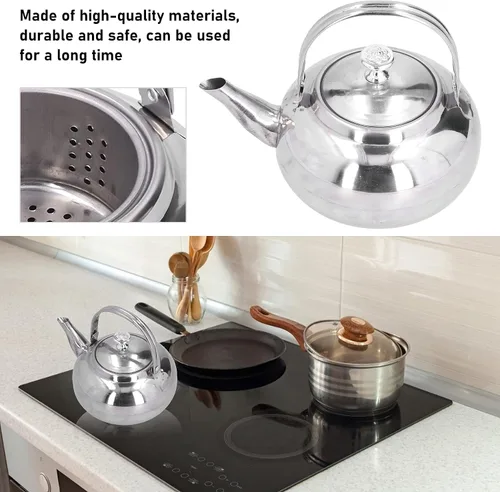 Vista 3 de Exquisita cafetera de acero inoxidable de 5.5 pulgadas con colador de té para hogar y restaurante