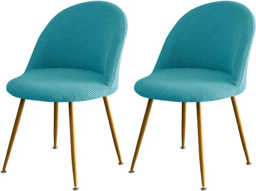 Vista 14 de Paquete de 2 fundas de elastano sin brazos de mediados de siglo para silla con respaldo corto para sala de estar y cocina
