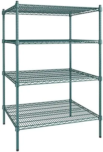 Vista 265 de Kit de 4 estantes de epoxi verde NSF de 21 x 72 pulgadas con postes de 86 pulgadas, estantería de almacenamiento resistente, kit de estantería