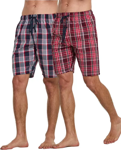 Vista 2 de Pantalones cortos tejidos de popelín 100% algodón a cuadros de los hombres