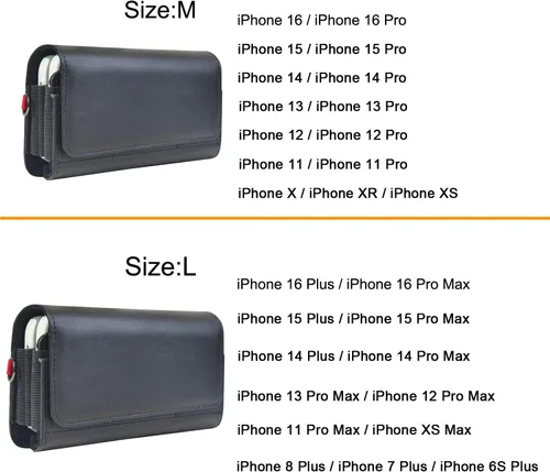 Vista 3 de Funda de cuero para 2 fundas para teléfono celular con clip para cinturón para iPhone 16pro Max, 16 Plus, 15Pro Max, 15Plus, 14Pro Max, 14Plus