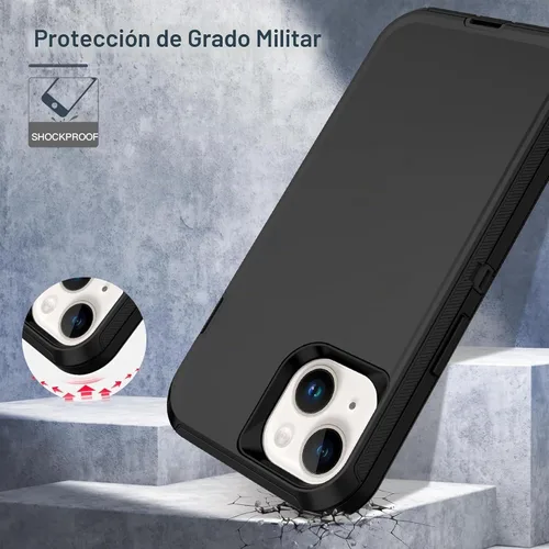 Vista 4 de Funda para Apple iPhone 12 / iPhone 12 Pro (6.1 pulgadas), resistente a los golpes, a prueba de polvo y caídas, doble capa, color negro